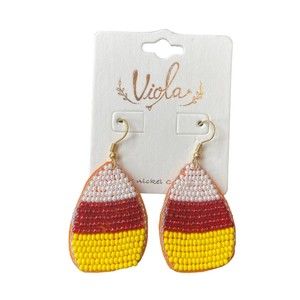 Viola Beaded Candy Corn Halloween Earrings New